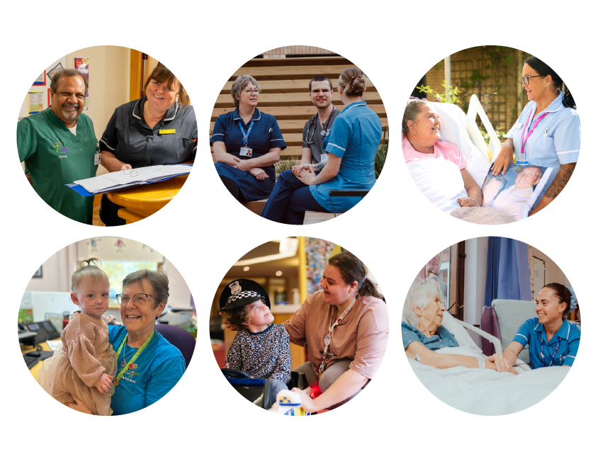 Collage of hospice staff, volunteers, patients and families across Greater Manchester