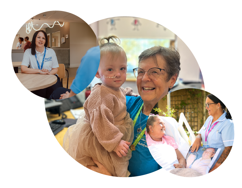 Collage of hospice staff, patients and families across Greater Manchester