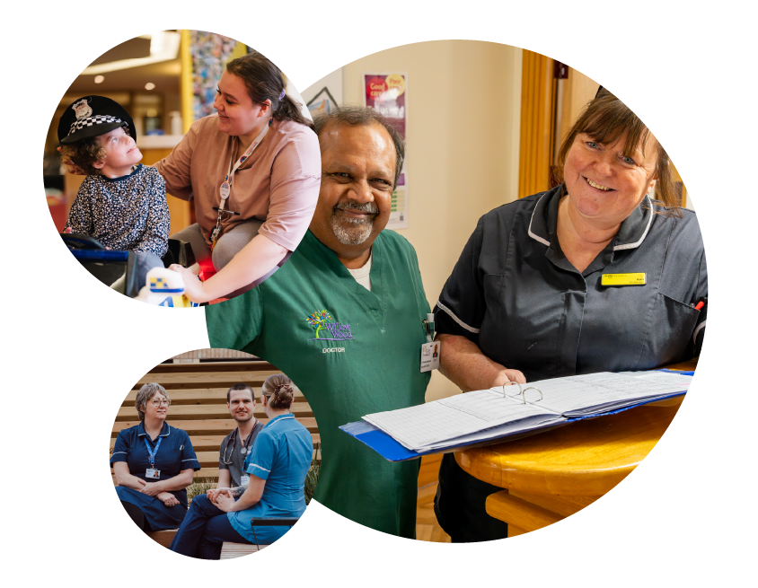 Collage of hospice staff, nurses and people in our care